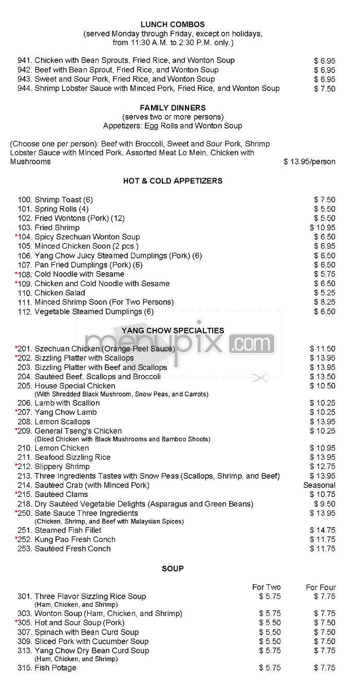 Yang Chow - Los Angeles, CA menu_pic