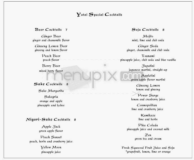 Yatai Bar - West Hollywood, CA menu_pic