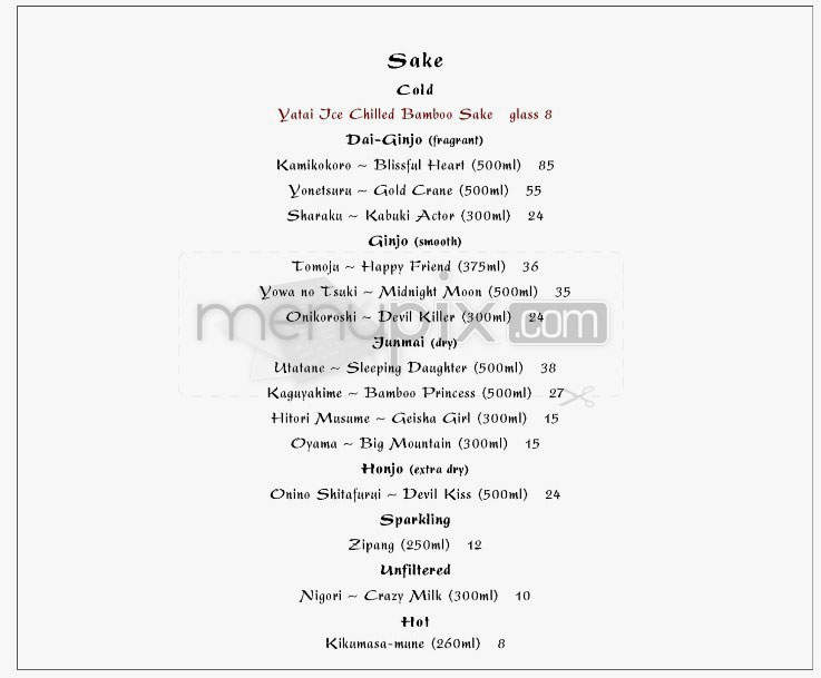 Yatai Bar - West Hollywood, CA menu_pic