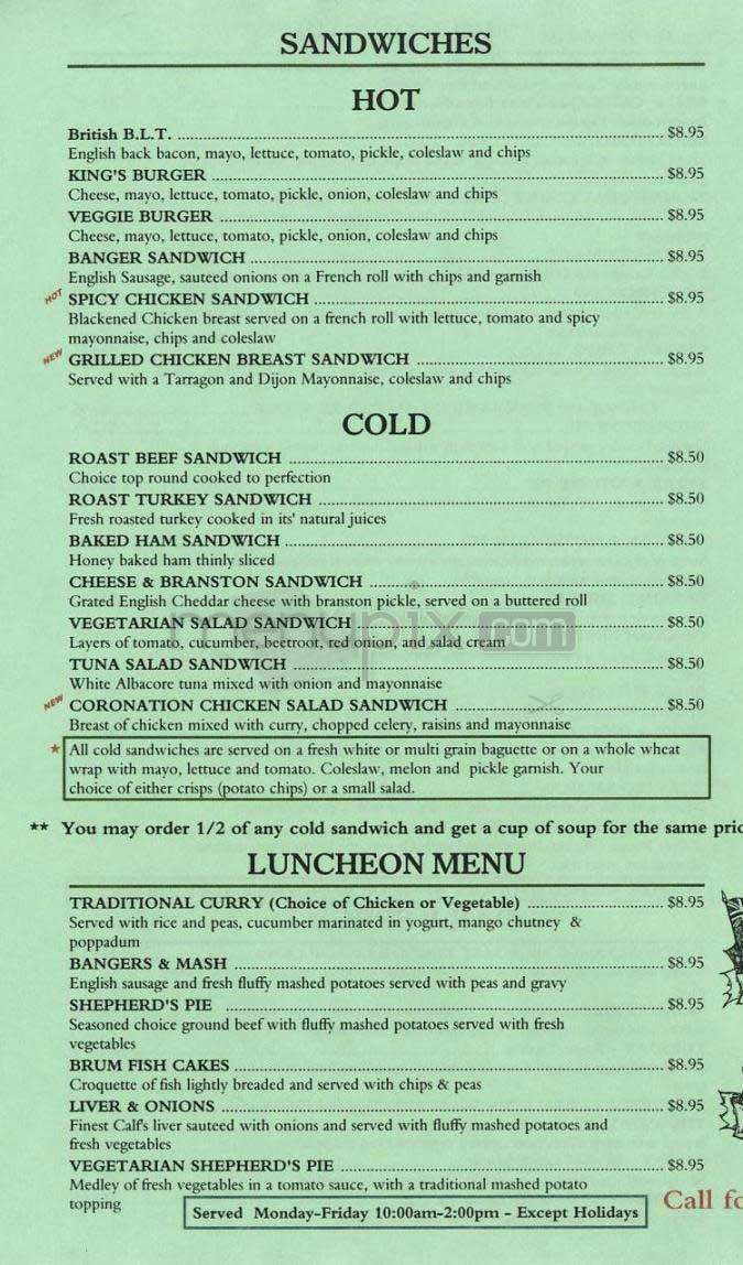 Ye Olde Kings Head - Santa Monica, CA menu_pic