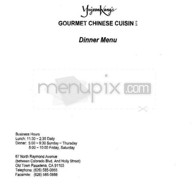 Yujean Kang's - Pasadena, CA menu_pic