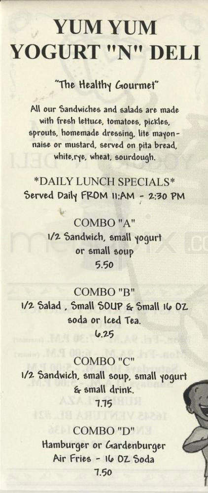 Yum Yum Yogurt N Deli - Encino, CA menu_pic