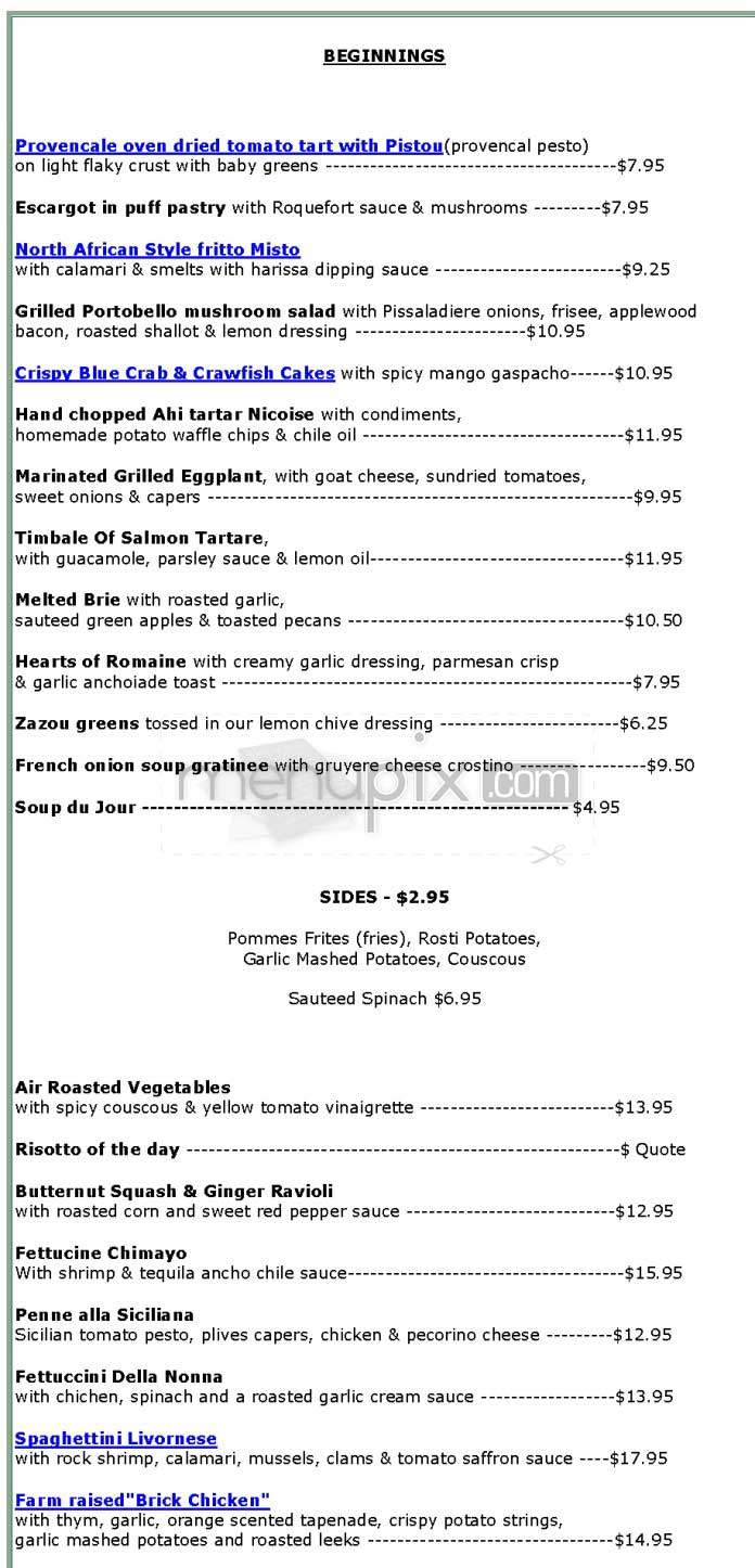 Zazou - Redondo Beach, CA menu_pic