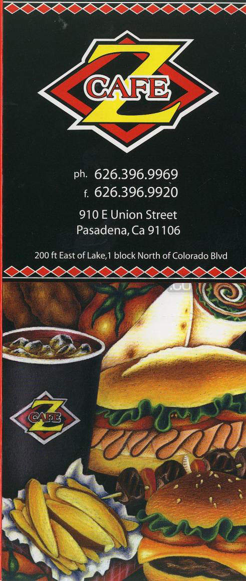 Z Cafe - Pasadena, CA menu_pic