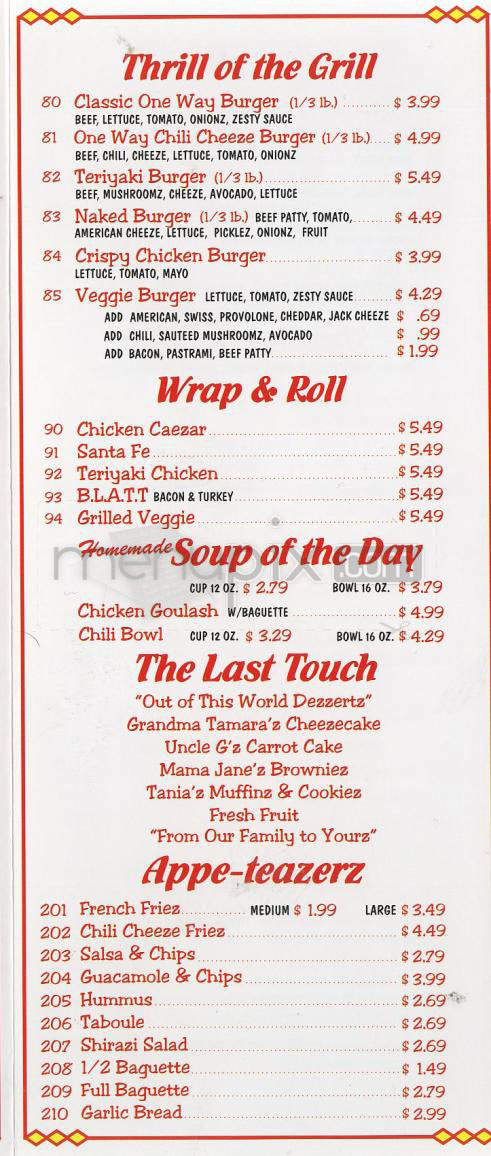 Z Cafe - Pasadena, CA menu_pic