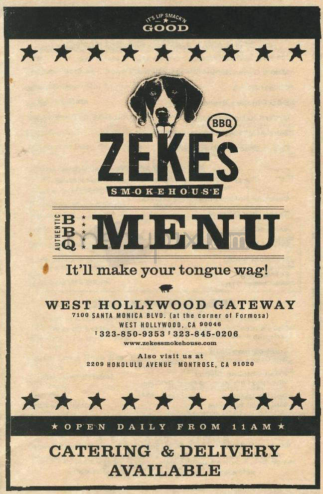 Zeke's Smokehouse - West Hollywood, CA menu_pic