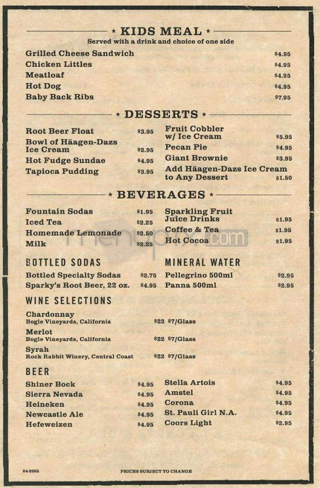 Zeke's Smokehouse - West Hollywood, CA menu_pic