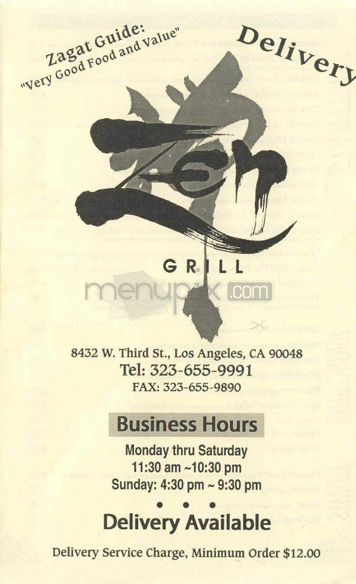 Zen Grill - Los Angeles, CA menu_pic