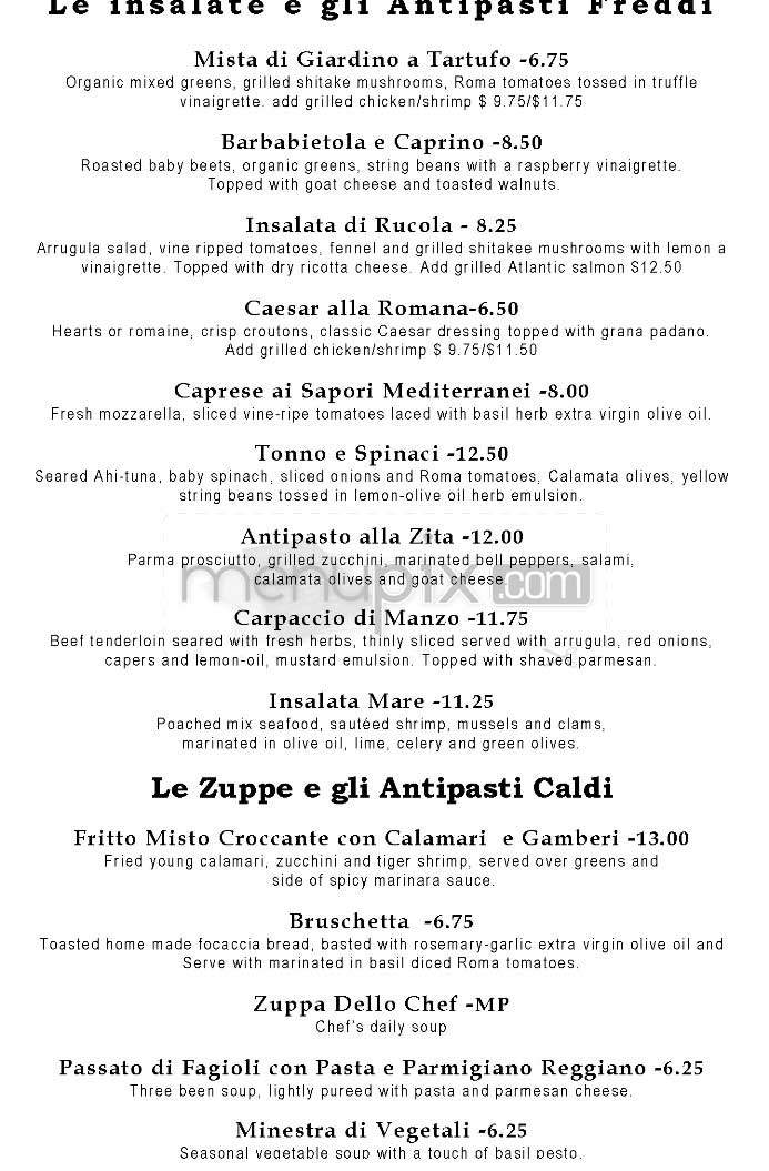 Zita Trattoria - Los Angeles, CA menu_pic