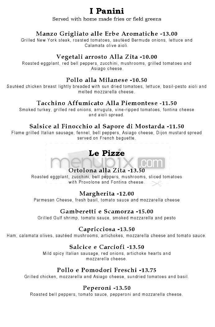 Zita Trattoria - Los Angeles, CA menu_pic
