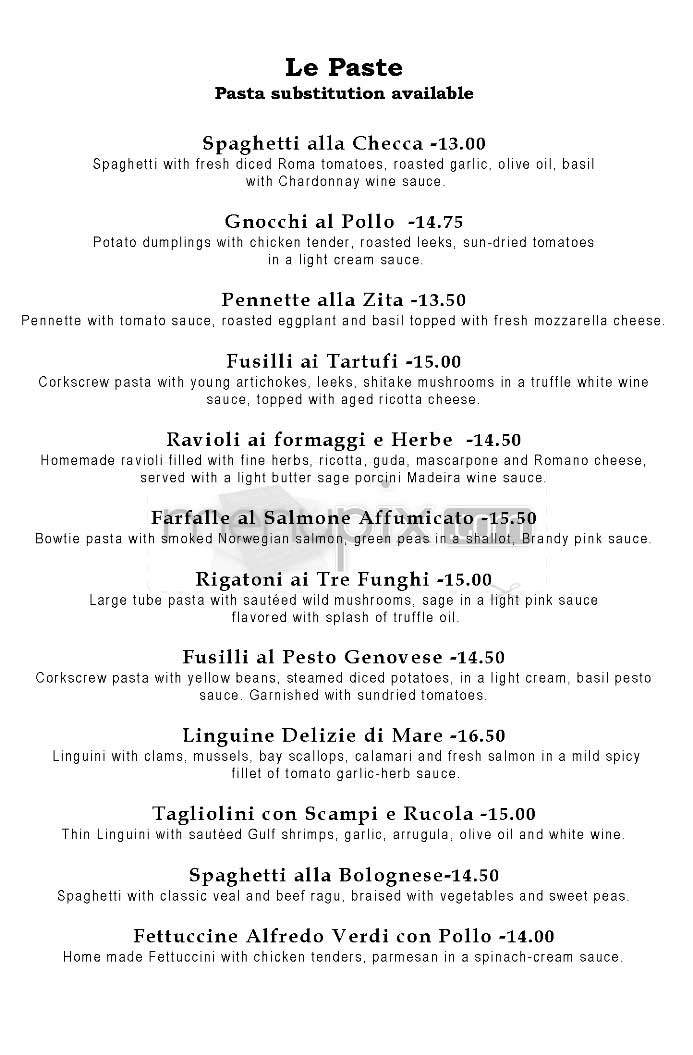 Zita Trattoria - Los Angeles, CA menu_pic