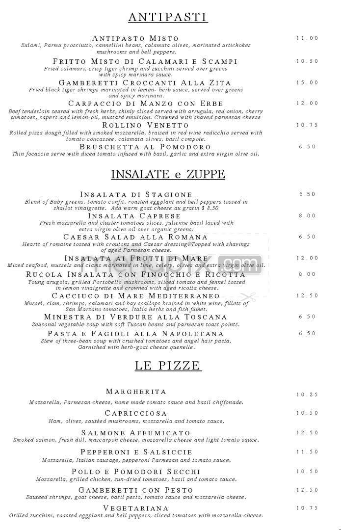 Zita Trattoria - Los Angeles, CA menu_pic
