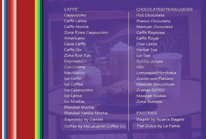 Zona Rosa Caffe - Pasadena, CA menu_pic