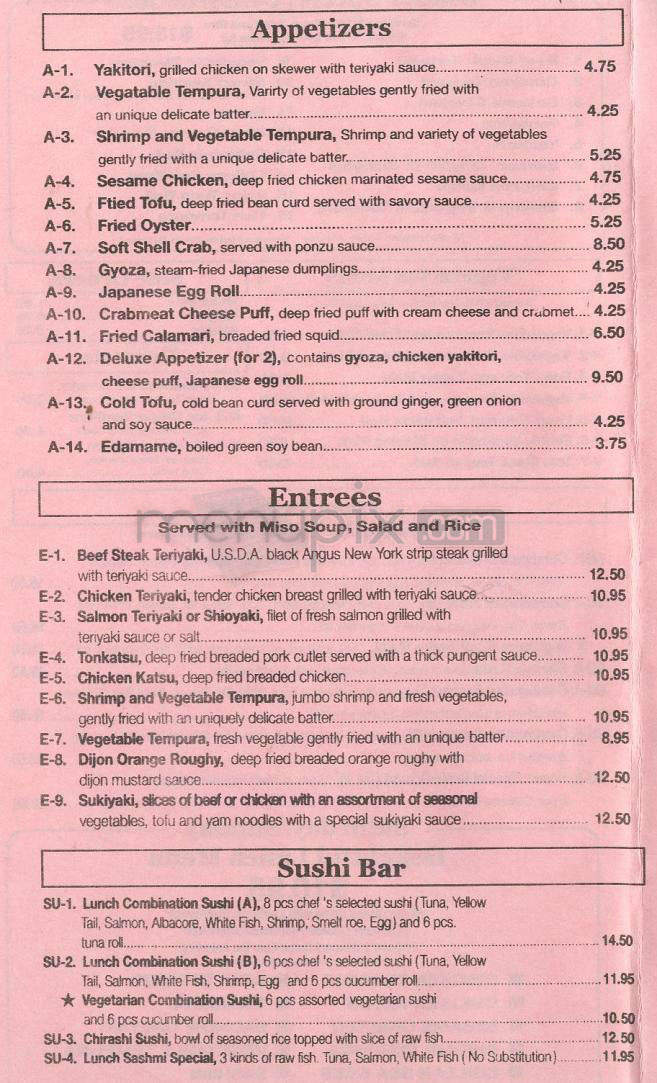 Zono Sushi - Pasadena, CA menu_pic