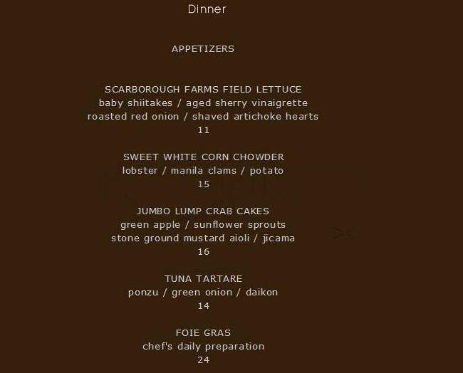 Dakota - Hollywood, CA menu_pic
