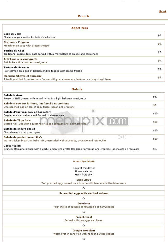 Lilly's French Cafe & Bar - Venice, CA menu_pic