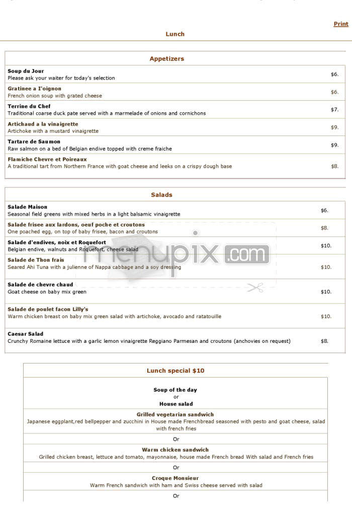 Lilly's French Cafe & Bar - Venice, CA menu_pic