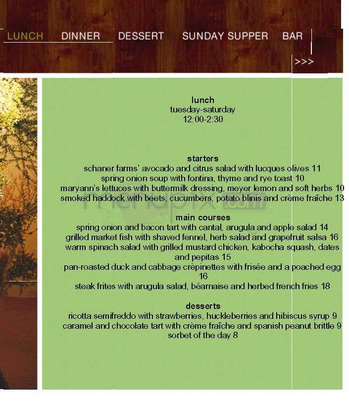 Lucques - West Hollywood, CA menu_pic