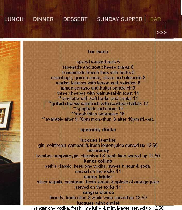 Lucques - West Hollywood, CA menu_pic