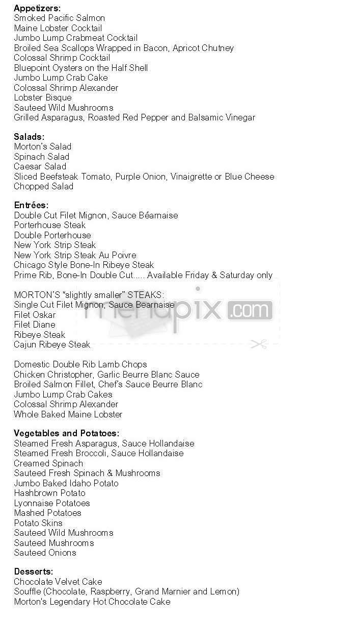 Morton's The Steakhouse - Los Angeles, CA menu_pic