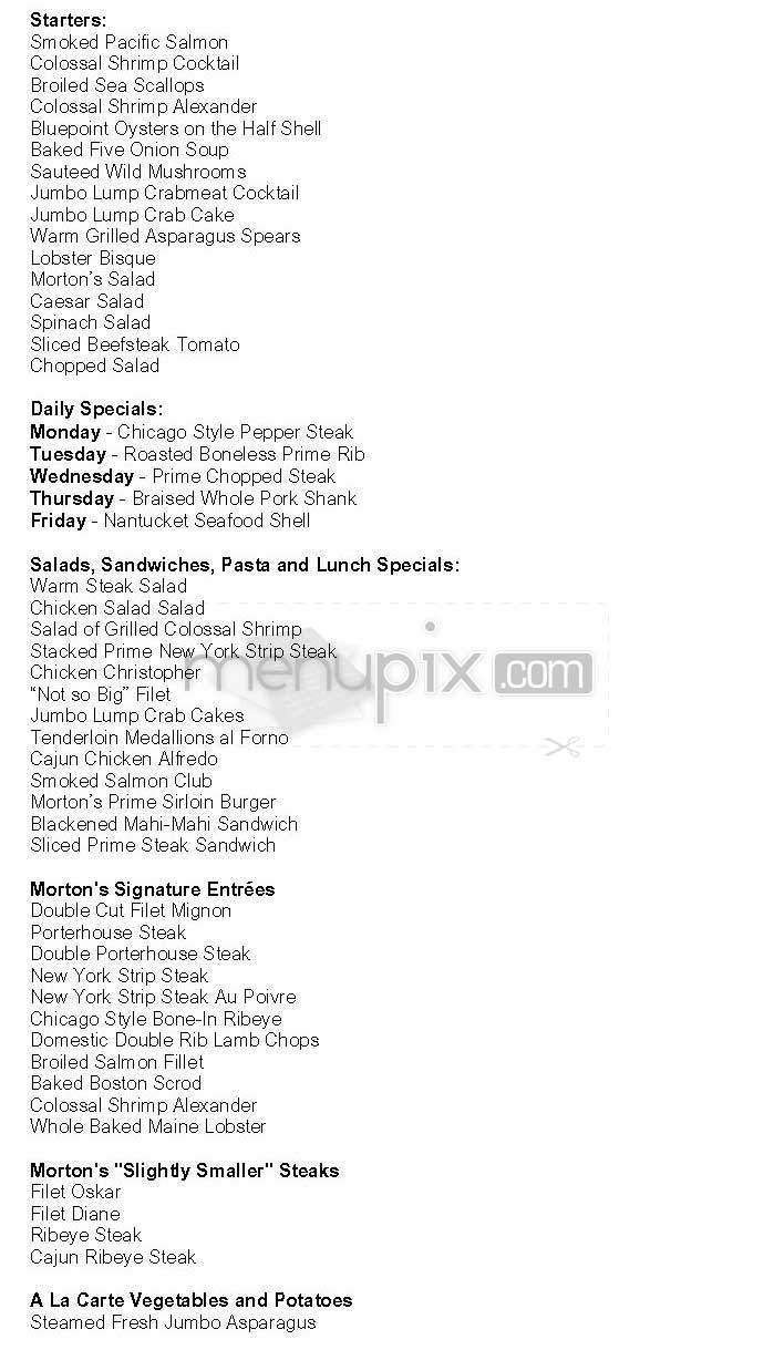 Morton's The Steakhouse - Los Angeles, CA menu_pic