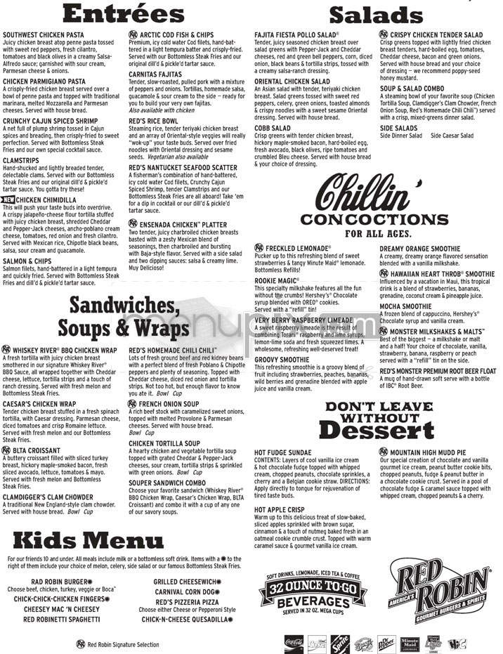 Red Robin Gourmet Burgers - Glendale, CA menu_pic
