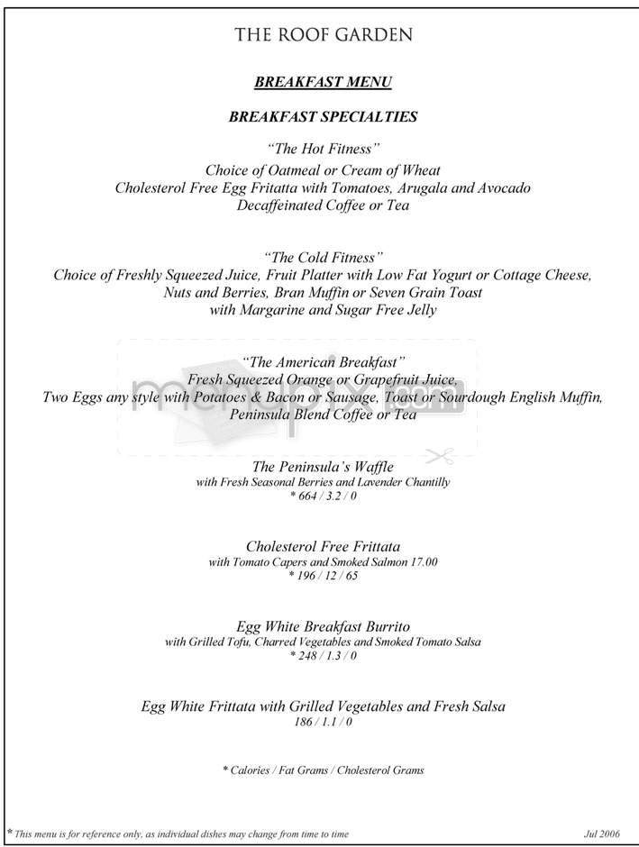 Roof Garden (Peninsula Hotel) - Beverly Hills, CA menu_pic