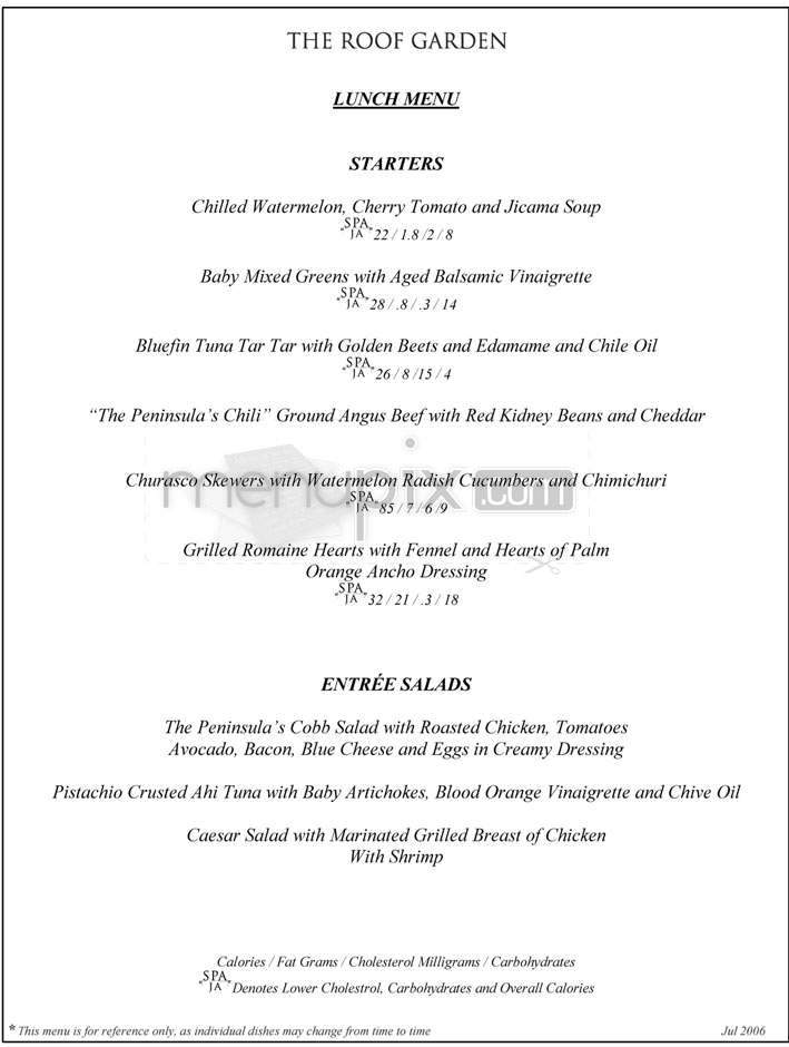Roof Garden (Peninsula Hotel) - Beverly Hills, CA menu_pic