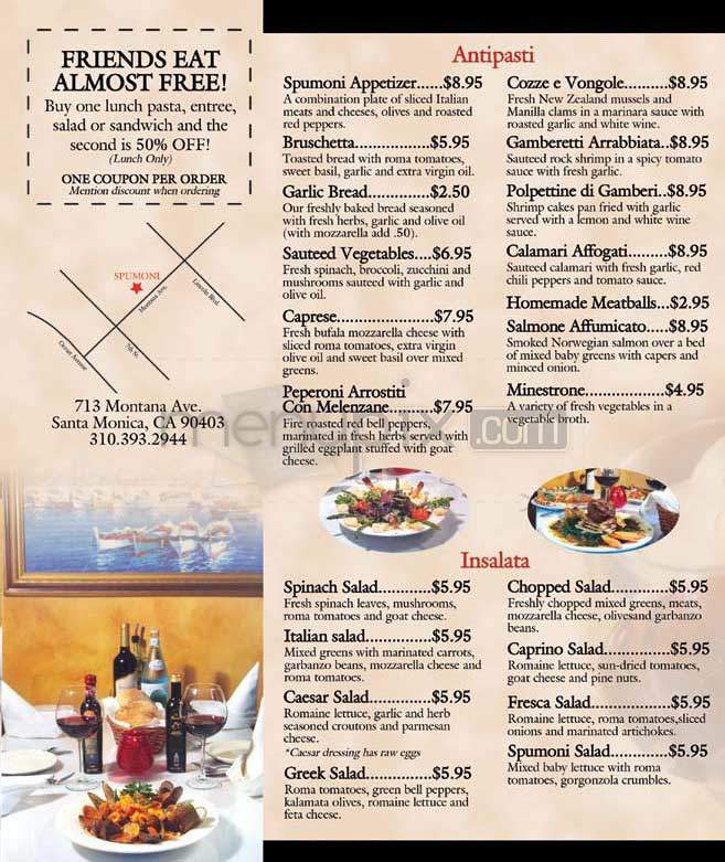 Spumoni - Santa Monica, CA menu_pic