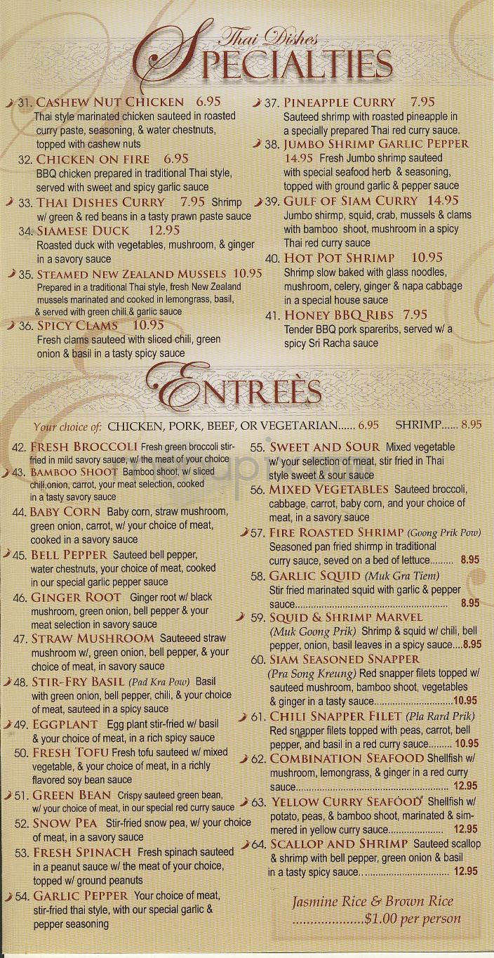 Thai Dishes Restaurant - Pasadena, CA menu_pic