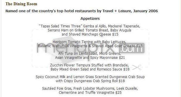 The Dining Room (Ritz-Carlton) - Pasadena, CA menu_pic