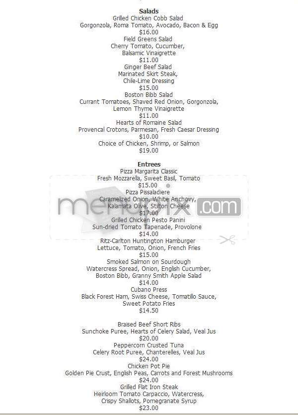 The Terrace (Ritz-Carlton) - Pasadena, CA menu_pic