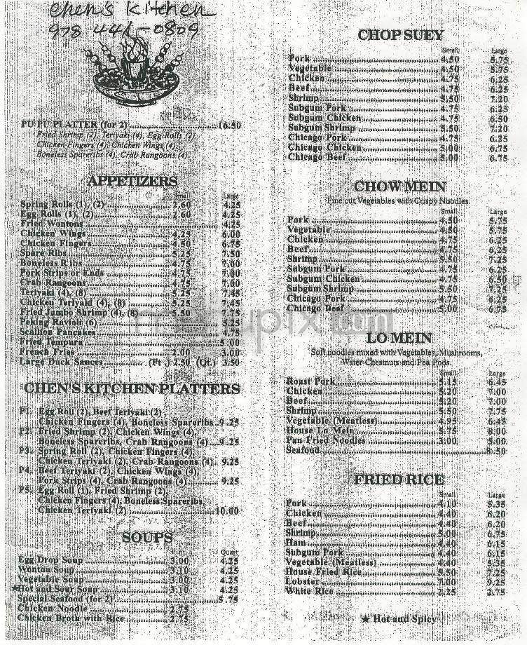 Chen's Kitchen - Lowell, MA menu_pic