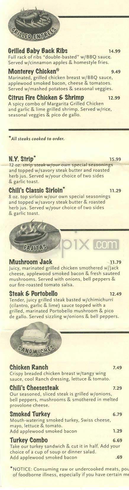 Chili's Grill & Bar - Lowell, MA menu_pic