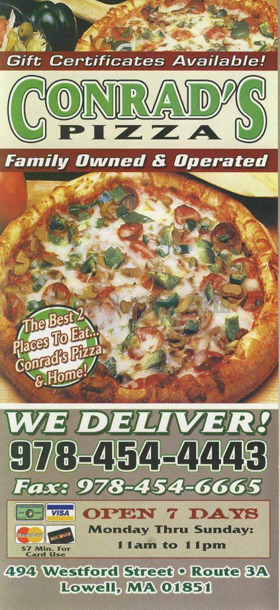 Conrad's Pizza - Lowell, MA menu_pic