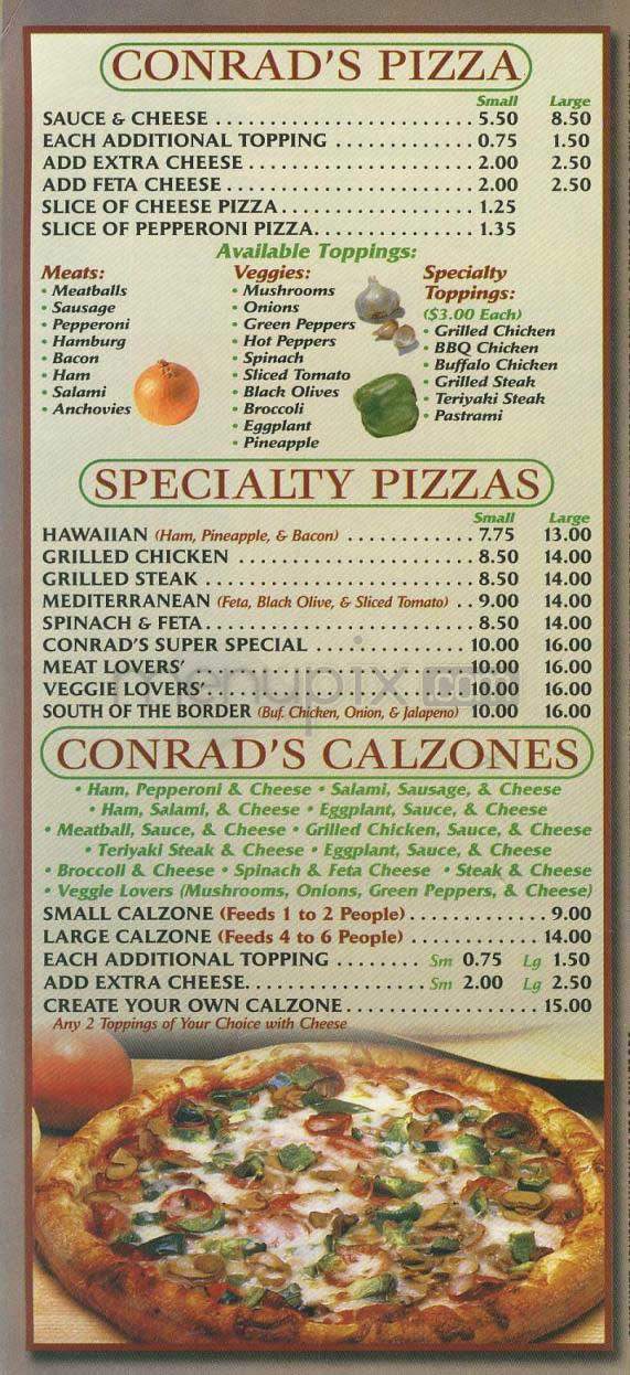 Conrad's Pizza - Lowell, MA menu_pic