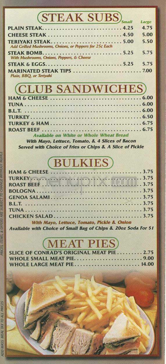 Conrad's Pizza - Lowell, MA menu_pic