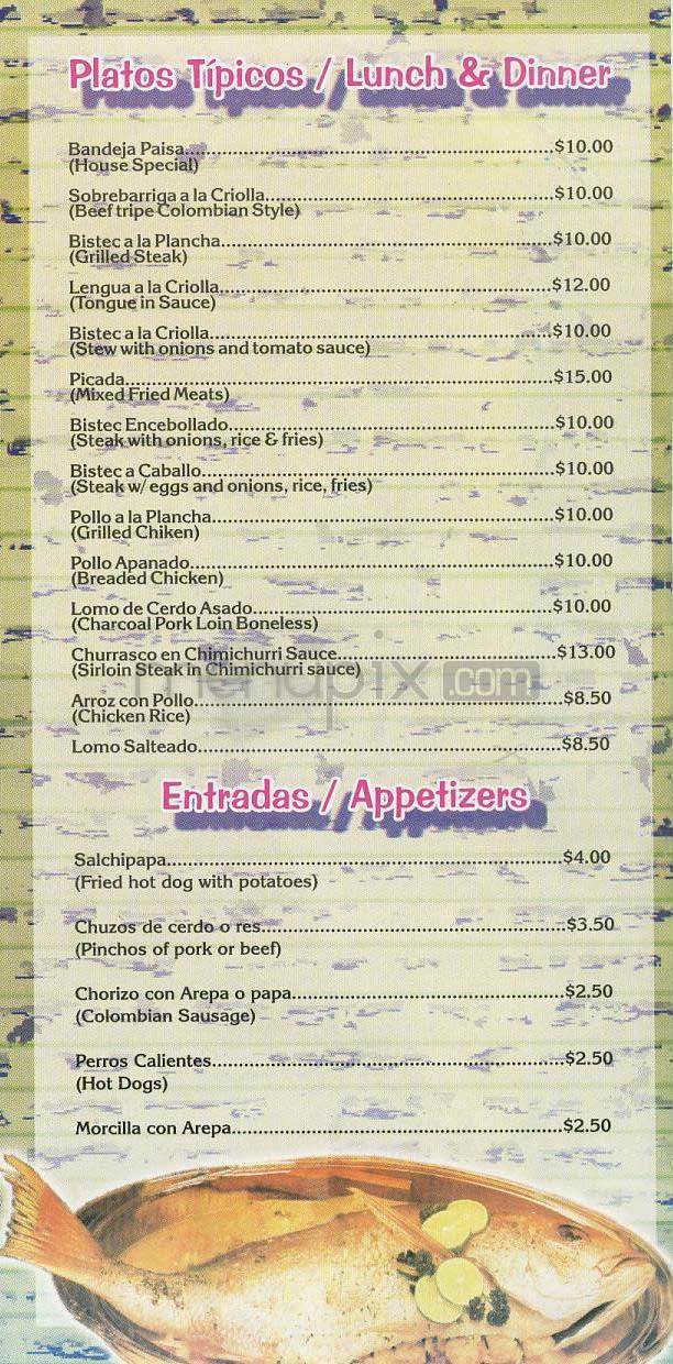 Delicias Paisas - Lowell, MA menu_pic