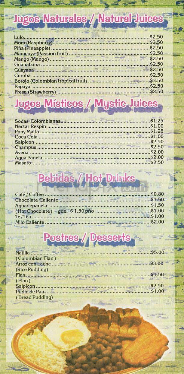 Delicias Paisas - Lowell, MA menu_pic