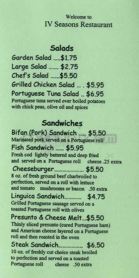 Four Seasons - Lowell, MA menu_pic