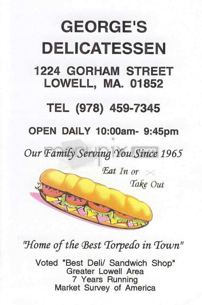 George's Delicatessen - Lowell, MA menu_pic