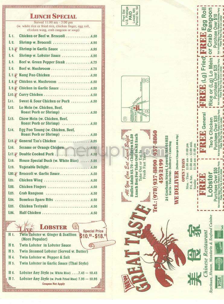 New Great Taste - Lowell, MA menu_pic