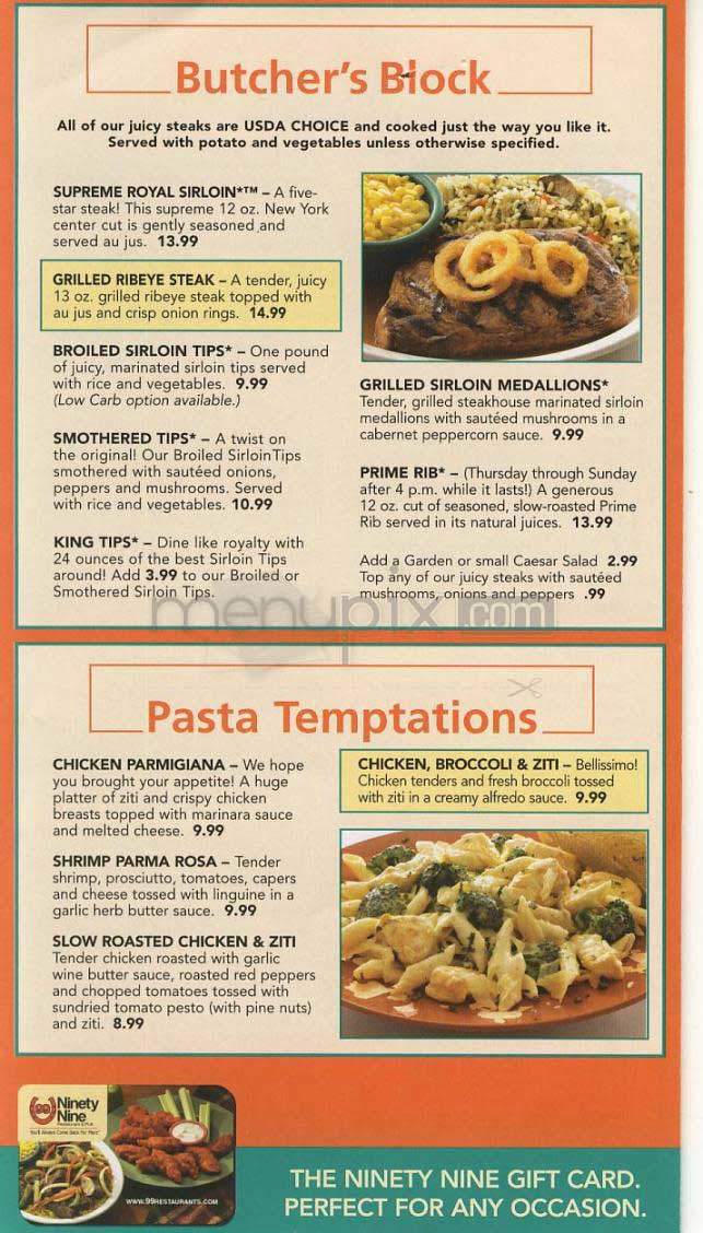 Ninety Nine - Lowell, MA menu_pic