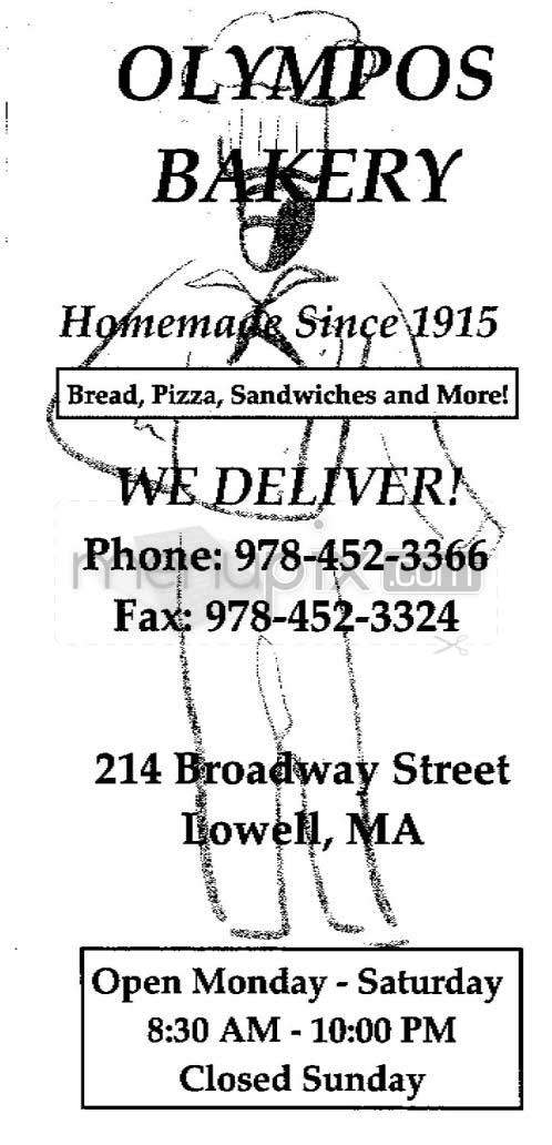 Olympos Bakery - Lowell, MA menu_pic