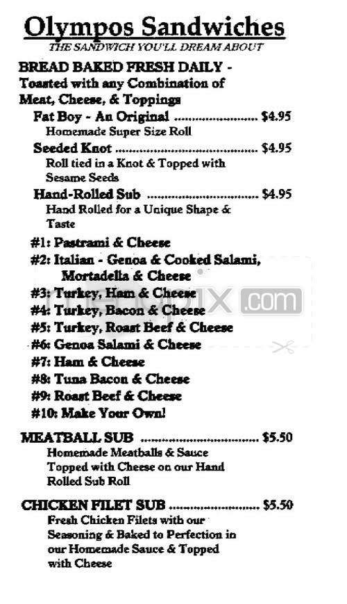 Olympos Bakery - Lowell, MA menu_pic