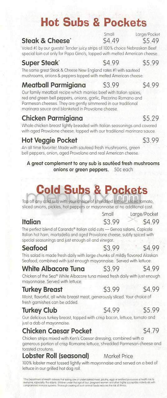 Papa Gino's - Lowell, MA menu_pic