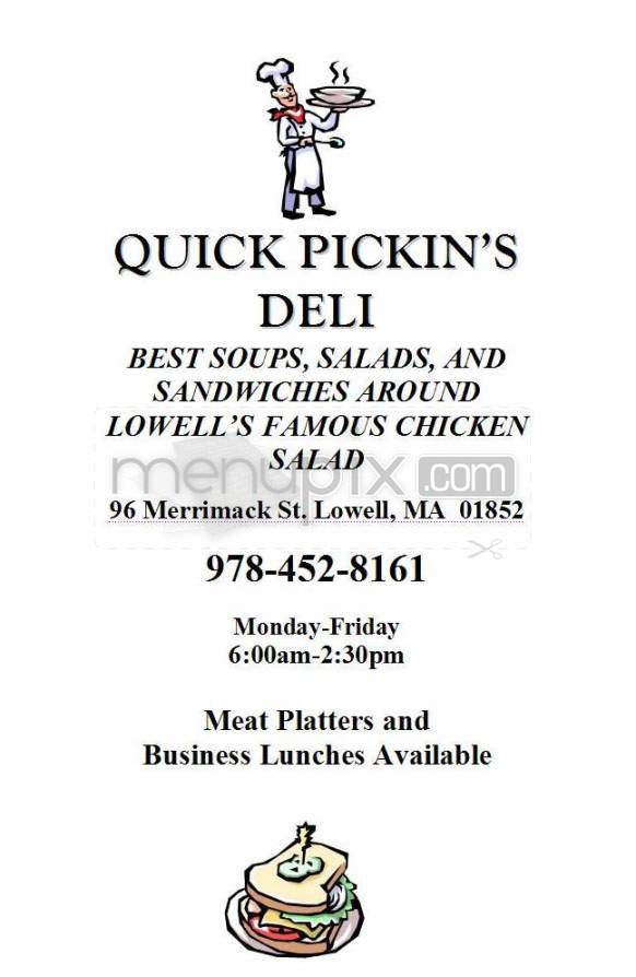 Quick Pickin's Deli - Lowell, MA menu_pic