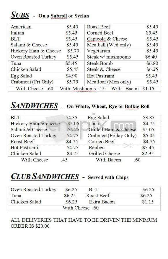 Quick Pickin's Deli - Lowell, MA menu_pic