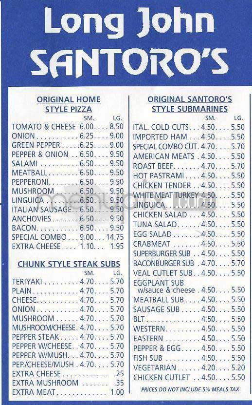 Menu of Santoro's in Lowell, MA 01852