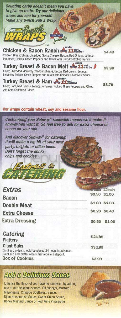 Subway Sandwiches & Salads - Lowell, MA menu_pic